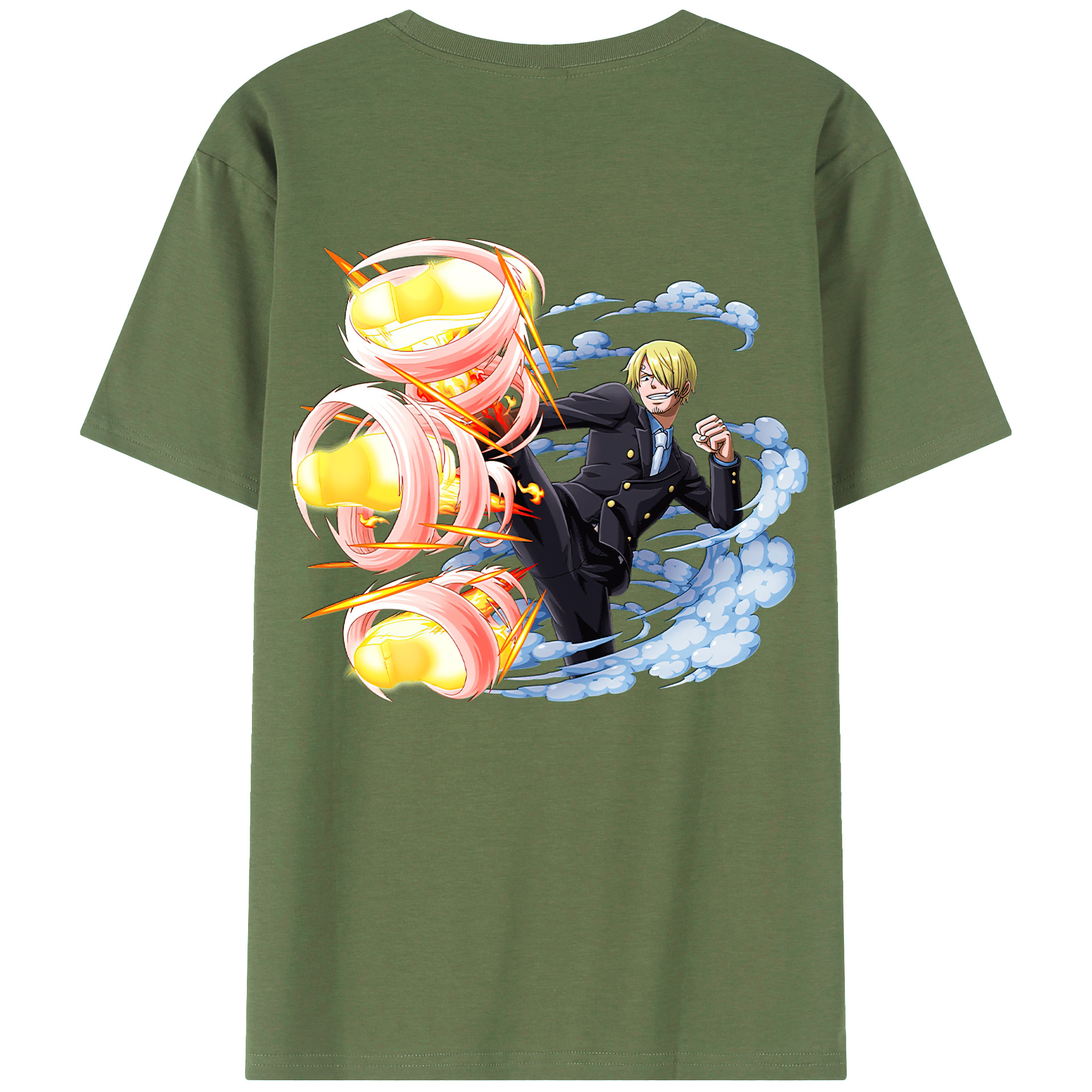 （画像用） ワンピース サンジ ONE PIECE Sanji 綿100％ メンズ半袖Tシャツ（バックプリント） 通気性